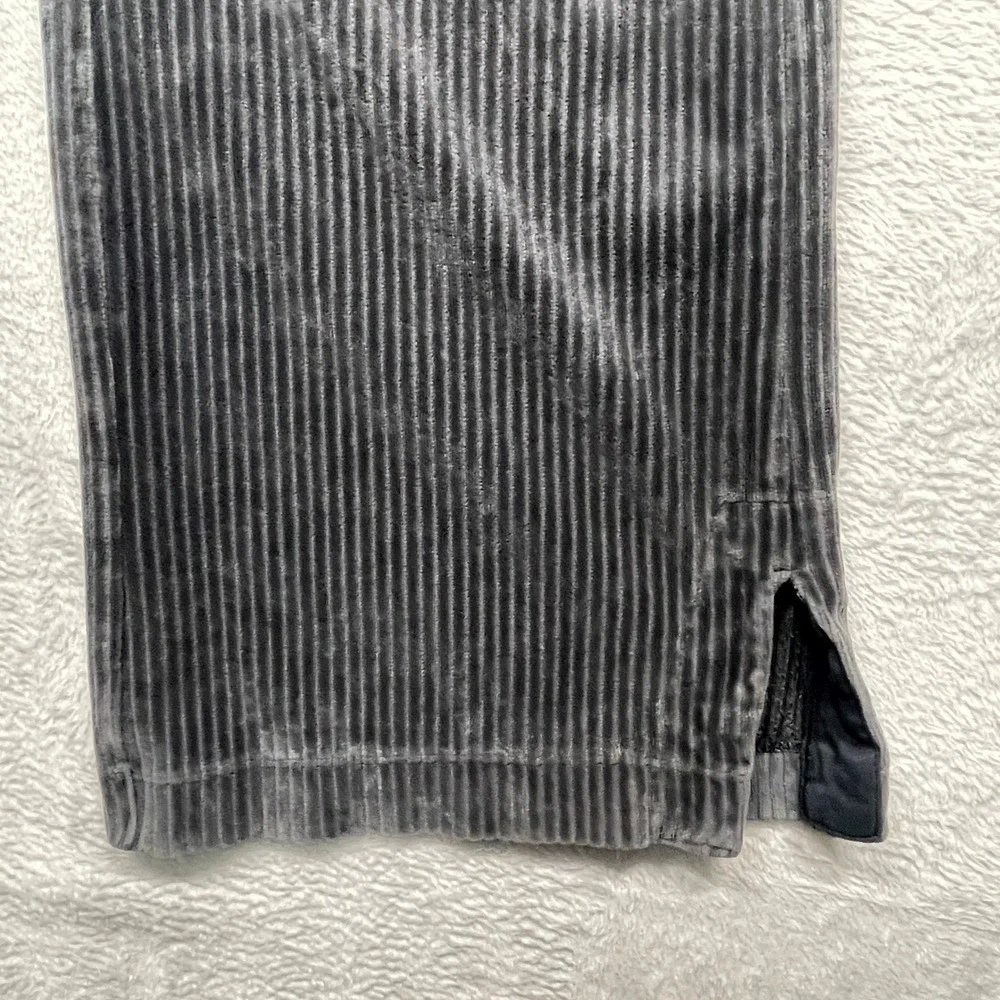 Nike Corduroy Ribbed Wide Leg Pant Women XS Dark Grey Velour Sportswear Slit Hem